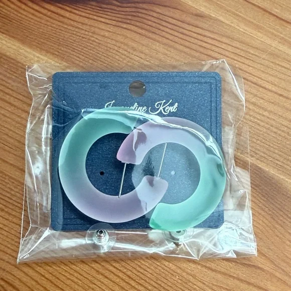 Jacquline Kent earrings - Frosted Watermelon hoops - Picture 2 of 5